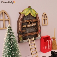 23Pcs/Set Dollhouse Mini Retro Elf Gate Model Christmas Sleigh Pocket Door Ornaments Miniature Scene Xmas Kids Toys DIY Decora