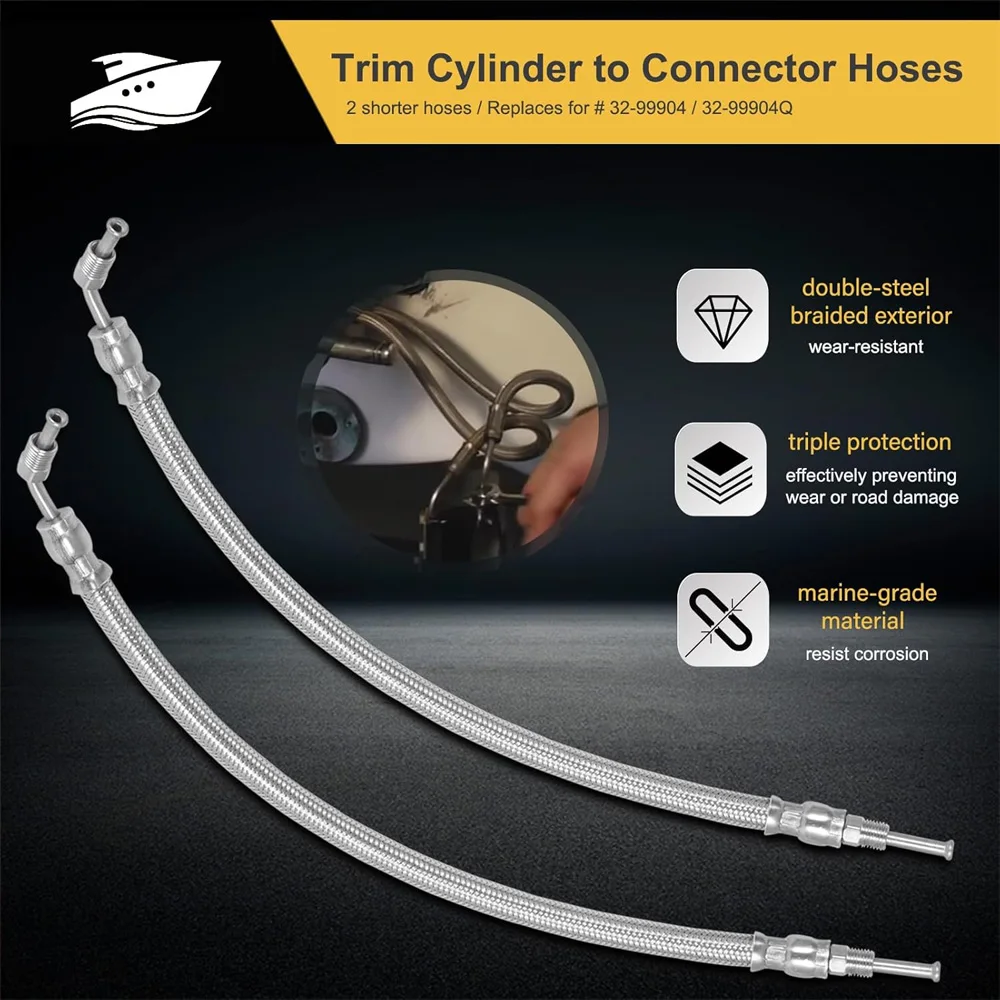 For Mercruiser Alpha One Gen Two Bravo Trim Ram hydraulic Cylinder Hose Kit 32-864960 Braided Stainless Steel Hoses 16-3/16
