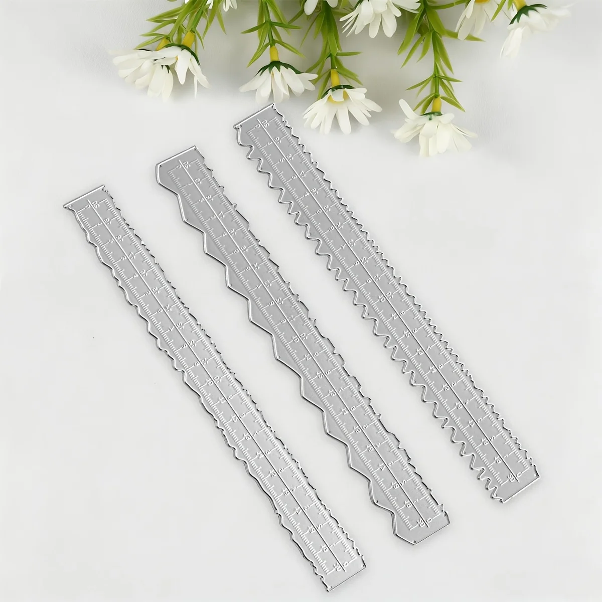 3pcs Irregular Edge Ruler,Carbon Steel Craft Ruler, for Embossing, Die Cuts, Card Making & DIY Tools (3 Styles)