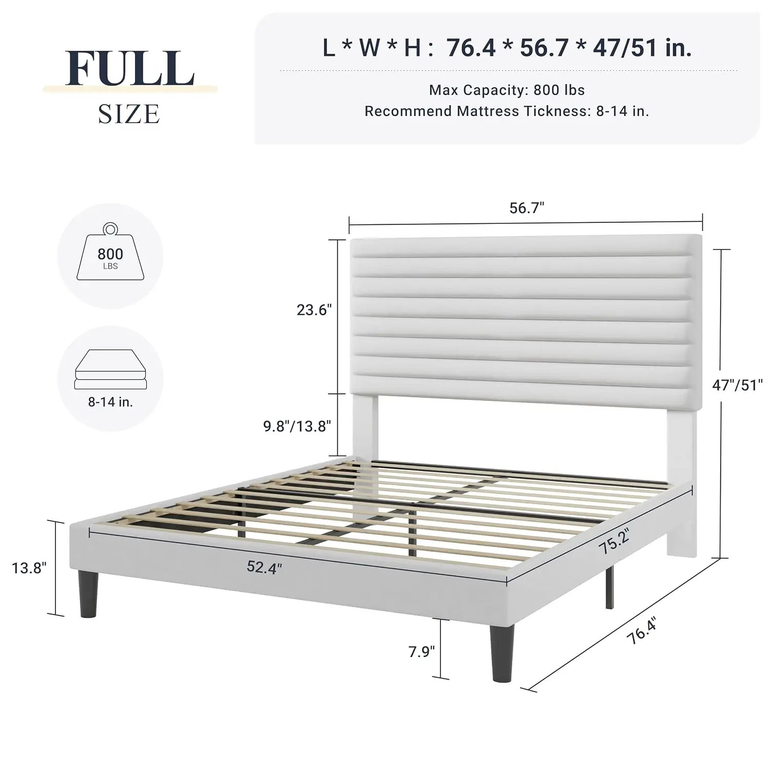 Velvet Upholstered Bed Frame With Adjustable Headboard For Bedroom, Customized