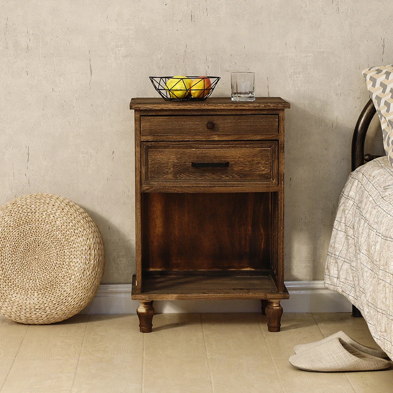 

Retro storage cabinet Children's locker Simple solid wood rack Bucket cabinet American bedside table Small European side cabinet