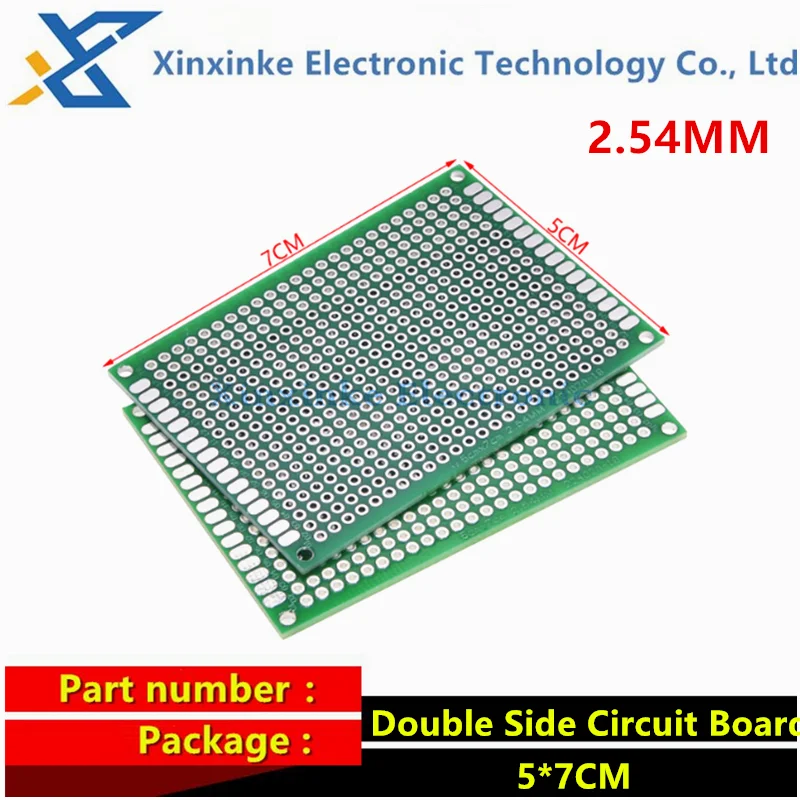 

10PCS 5*7CM Double-sided Tinning Thickness-1.6 Hole Board Glass Fiber Board Tinning Test Board PCB 2.54MM Spacing Circuit Board