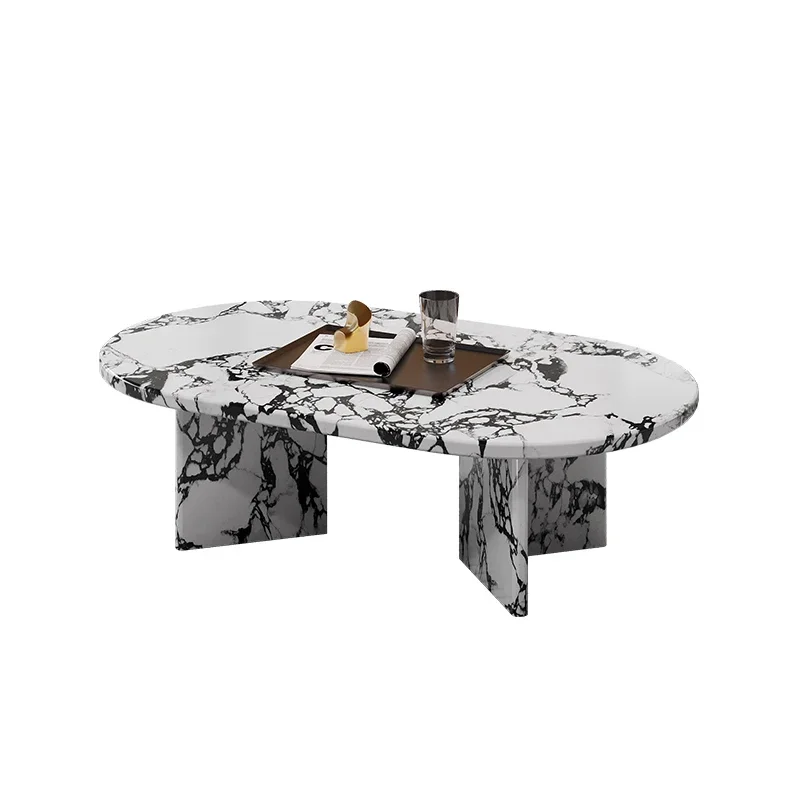 Modern simple  coffee table terrazzo marble living room sofa small apartment light luxury round edge table combination