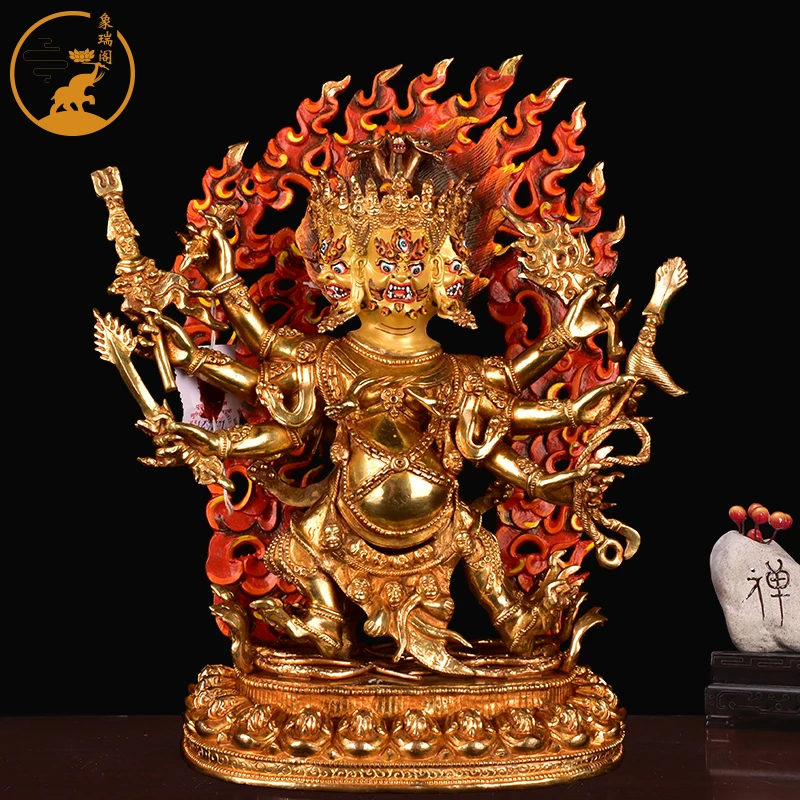 Ma Tou Ming Wang Protector Nepalese Handmade Copper Full Gilt Ma Tou King Kong Single 10 Inch Tantra Home Ornament