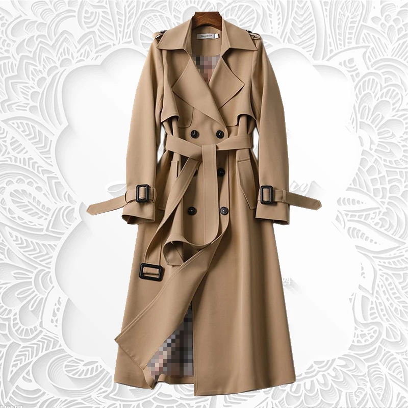 Fashion Belt Coat Women New Double Breasted Mid Long Women Trench High Quality Coat Overcoat Windbreaker Female Trench Coat