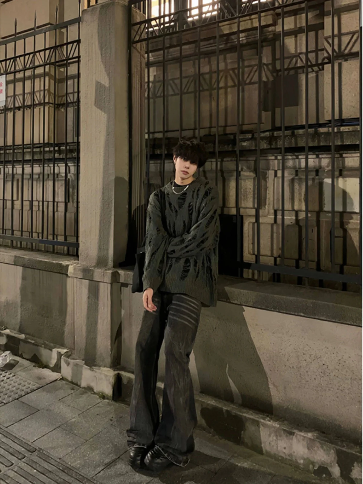 

Waed Light ey Men's Jeans American Sle Cleanfit Long Straight Leg Micro Flared Pants High Waist Youth Faion Autumn Wear