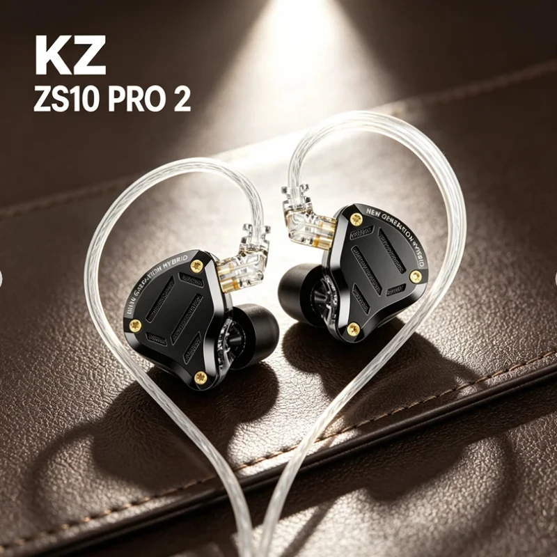 KZ ZS10 PRO 2 Wired Earphones 10 Unit Hybrid Driver 0 78mm 2 Pin Cable For Gaming Music Audio Xmas Gift