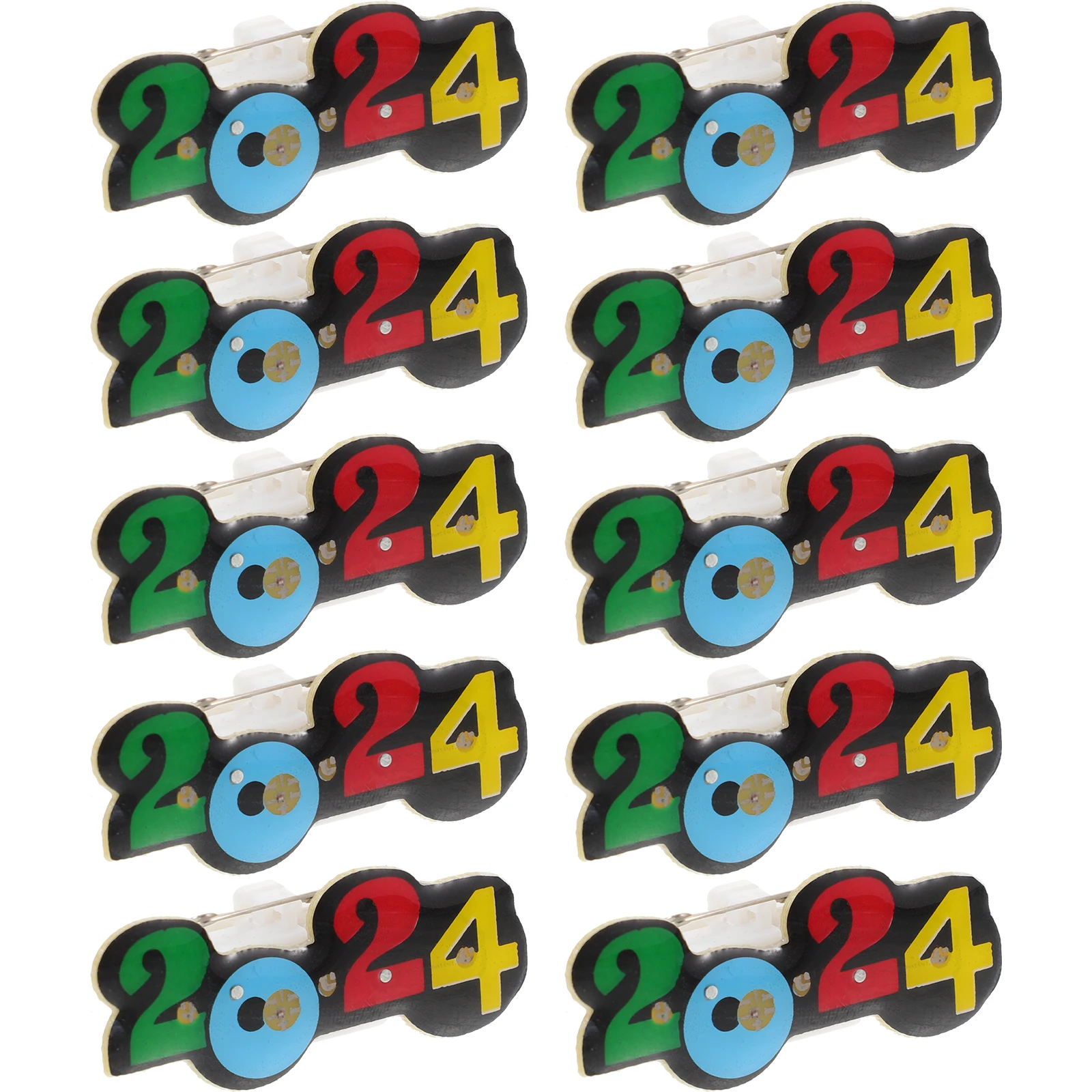 

25 Pcs 2024 Digital Luminous Badge New Year Plastic Brooch Pin Glowing Number Shaped naments Decorative Shirt Hat Backpack