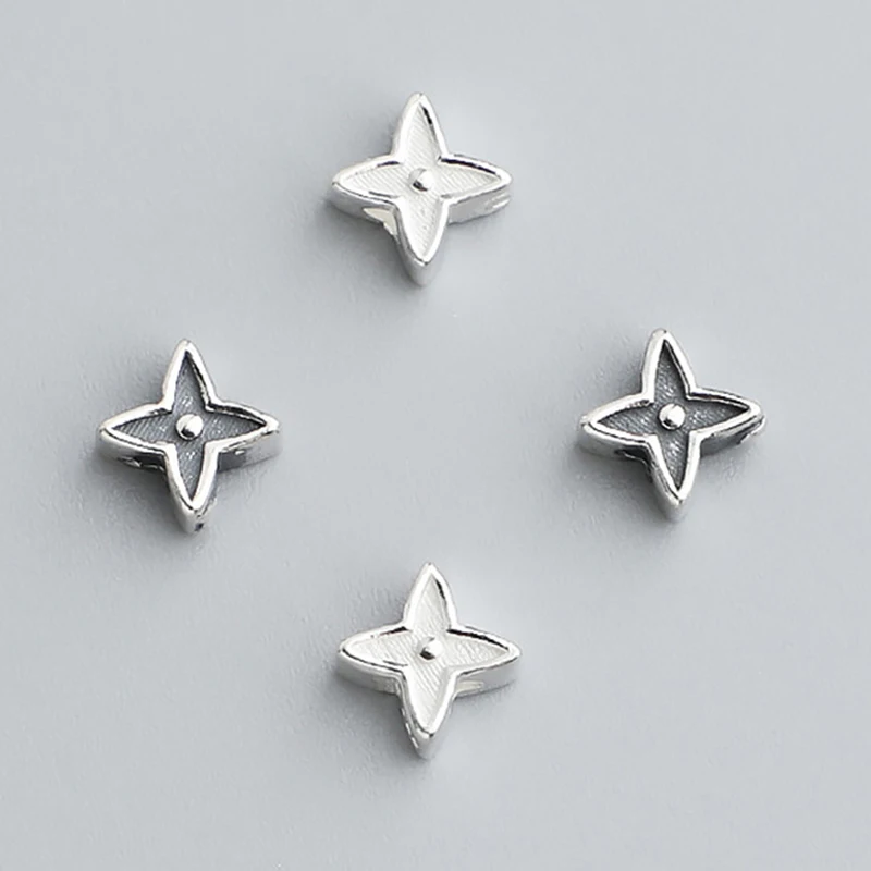 1pc 100%925 Sterling Silver Cross Star Loose Beads 4.6x3mm Fancy Bracelets Necklace Silver Beads Spacer diy Jewelry Materials