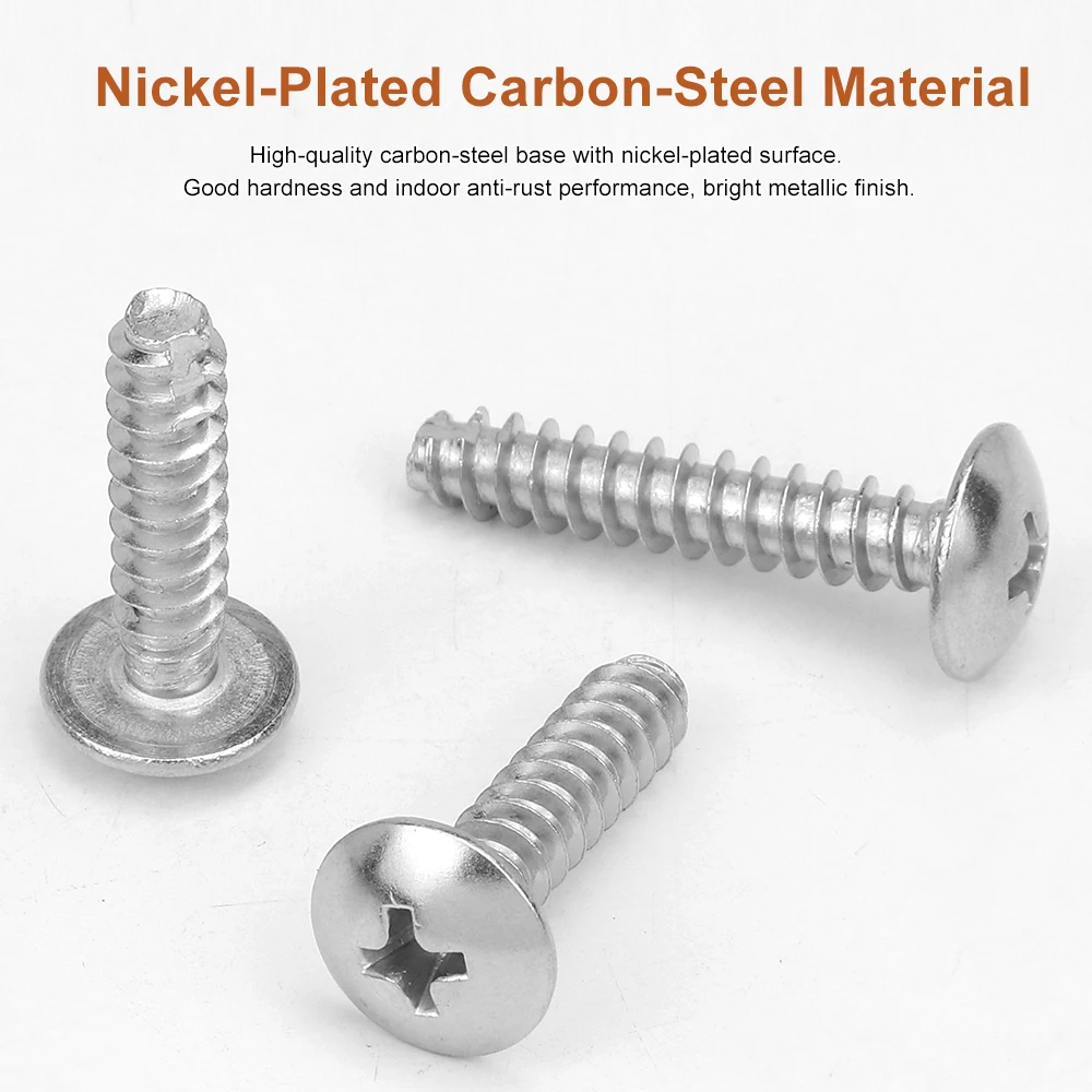 Nickel Carbon Steel Phillips Truss Head Cutting Tail Tapping Screw M3 M3.5 M4 M5 Cross Mushroom Head Self Tapping Screw