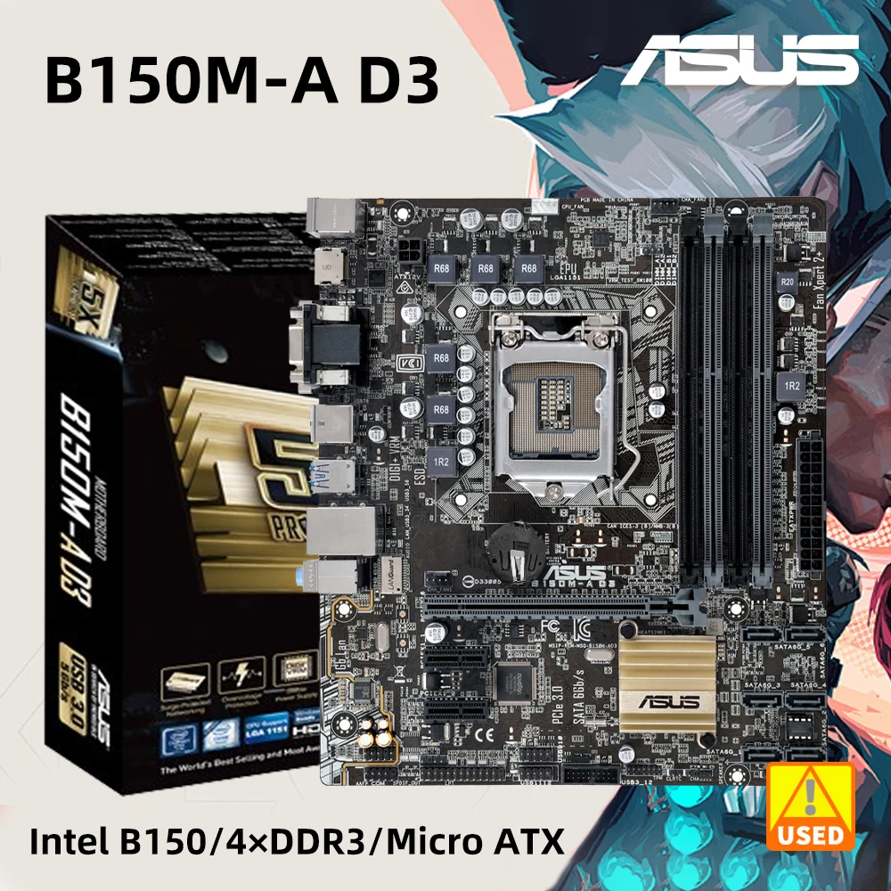 

B150 Motherboard ASUS B150M-A D3 for Core i5 6400 7400 6500 7500 6600 7600 LGA 1151 Motherboard for i3 6100 7100 i7 6700 7700