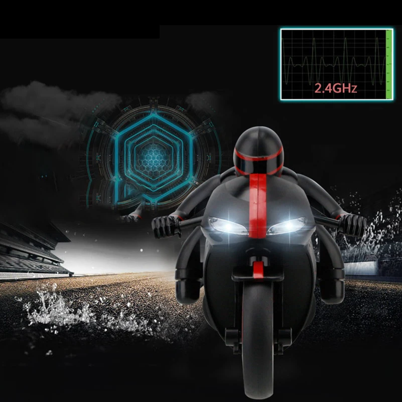 2.4G Radio RC Rechargeable Motorcycle With Cool Light High Speed RC Motorbike Kid Stunt Remote Control Motorcycle Model Toy Gift