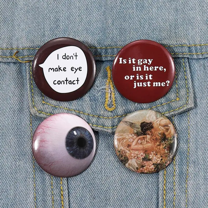 School Button Brooch Lapel Badges Cartoon Jewelry Gift for Kids Friends 30Styles Fun Book Eye Tinplate Pins I Hate