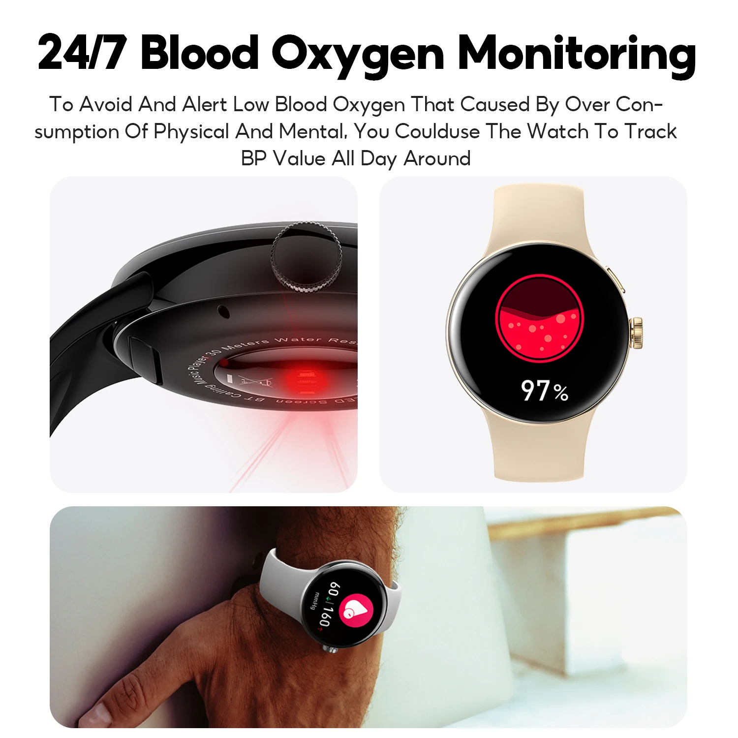 WIFIT Smart Watch 1.3-inch Display Bluetooth Link, Multi functional Smart Watch with Call/Health/Exercise Monitoring, Waterproof