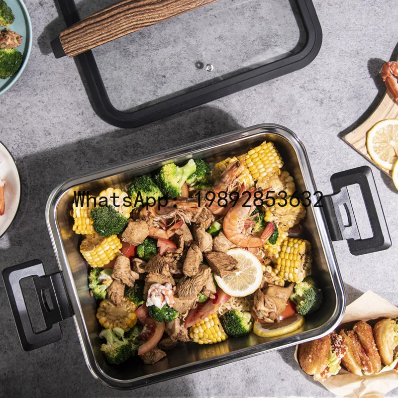 

Xl buffet stove heat preservation pot stainless steel plug-in lid breakfast hotel restaurant canteen commercial rectangular
