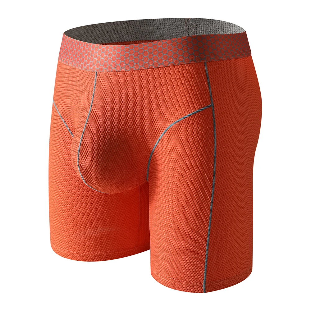 

Men Underwear Ice Silk Boxer Shorts Bulge Pouch Trunks Middle Waist Sexy Panites