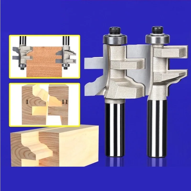 2pcs 1/2inch 12.7mm Shank Tenon Router Bit Set for Trimming Engraving Machine Woodworking Tools Milling Cutters