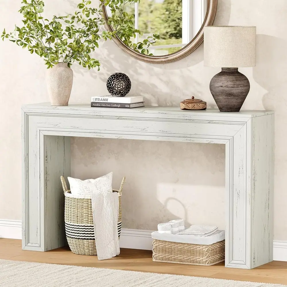 

55 White Modern Console Table for Entryway, Behind Sofa, and Living Room