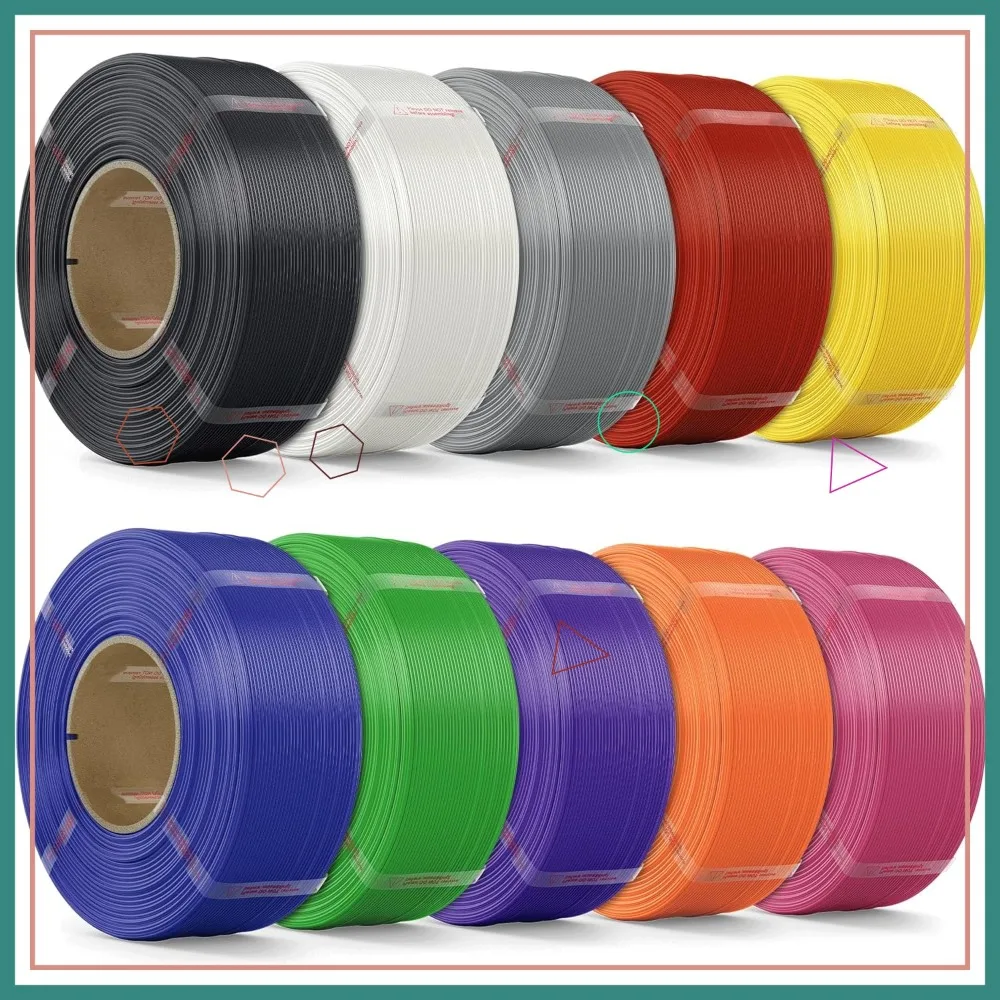 

PLA Filament 1.75mm 3D Printer Filament Refill 10kg (22lbs) 10-Pack Multicolor