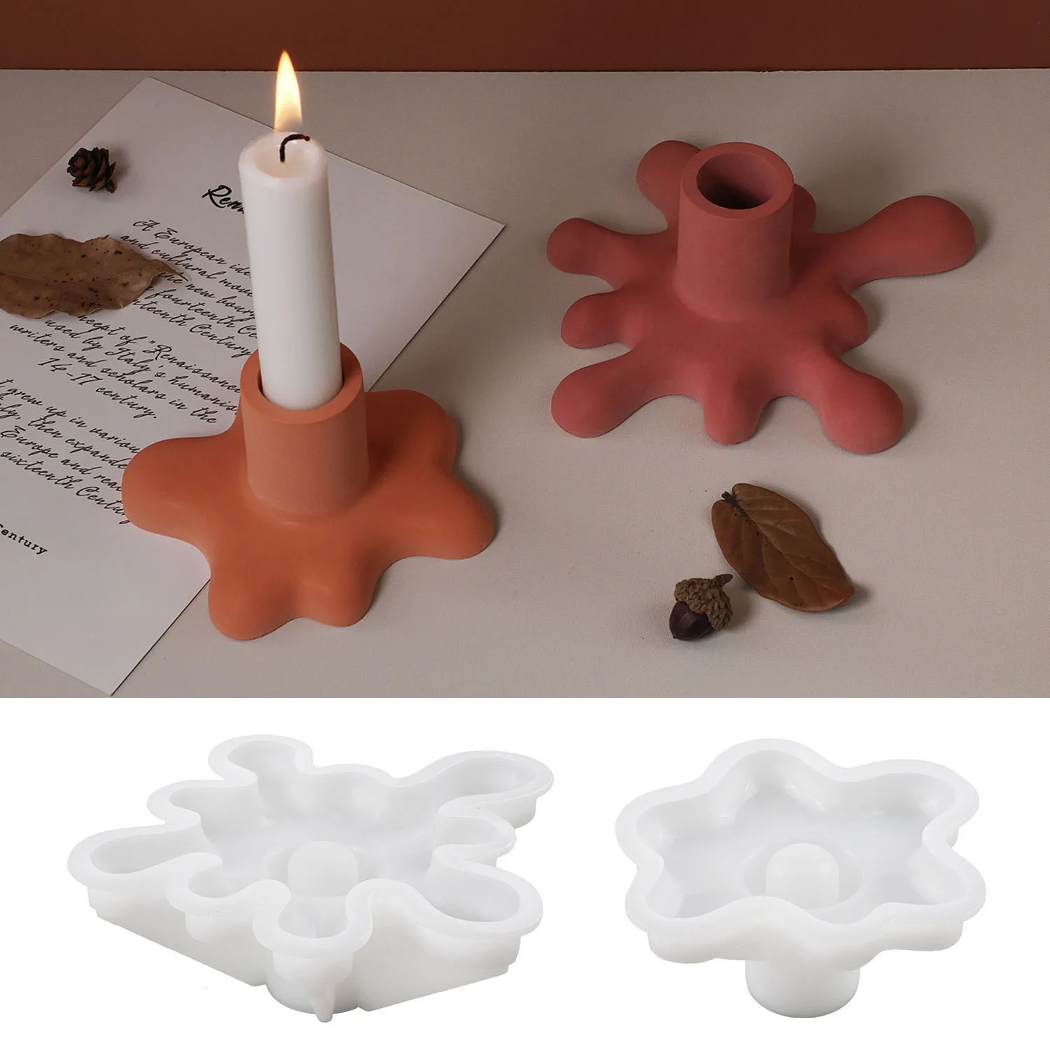 

Creative Water Flow Candlestick Silicone Mold DIY Crystal Epoxy Resin Cement Gypsum Candlestick WaterFlow Decor Mirror Mould