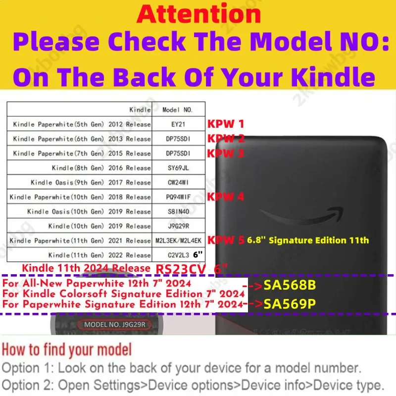 Case for Kindle Basic 11th 2024 2022 Paperwhite Colorsoft 5/6/7/10th 11th 12th Generation 6.8 7 Inch Ebook Magnetic Cover Shell