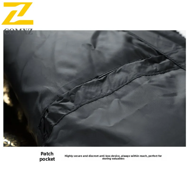 COMXZ Puffer Jacket Graphene Heating Windproof Stand Collar Skiing Cotton Padded Jacket Snowy Warn Down Jacket Men's Clothing