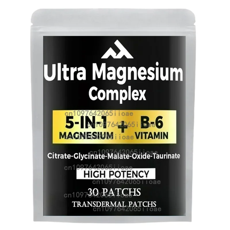 

30 Patches Magnesium 5-in-1 Complex Transdermal Patches for Stress Muscle & Heart Support - Skin-Friendly Sleep Aid