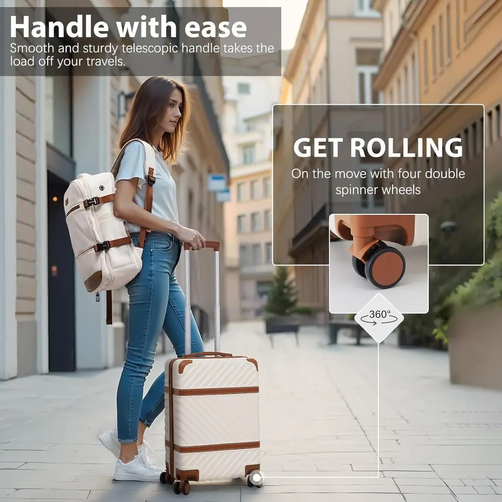 Compact Hardshell Spinner Suitcase with TSA Lock, Telescopic Handle for Carry-On Travel