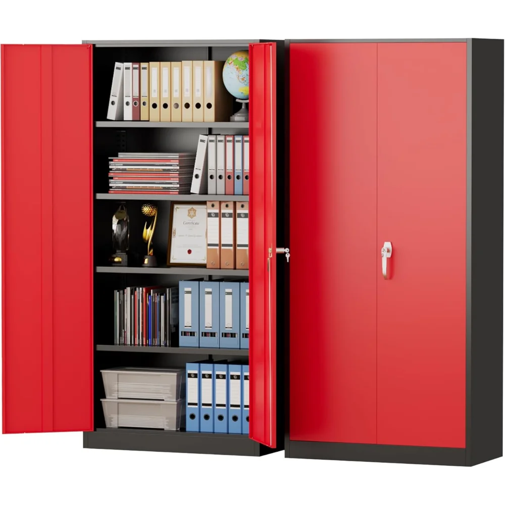 

Metal Storage Cabinet, 71" Garage Cabinet with Doors and Shelves Lockable Steel Multifunctional Cabinets