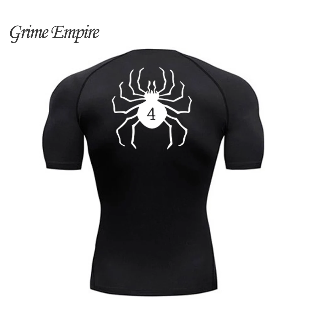 Men's Compression Shirt Spider Print  Anime Sport Quick Dry TShirts for Fitness Athletic Tight Gym Tops Tee Summer Male 5 Colors