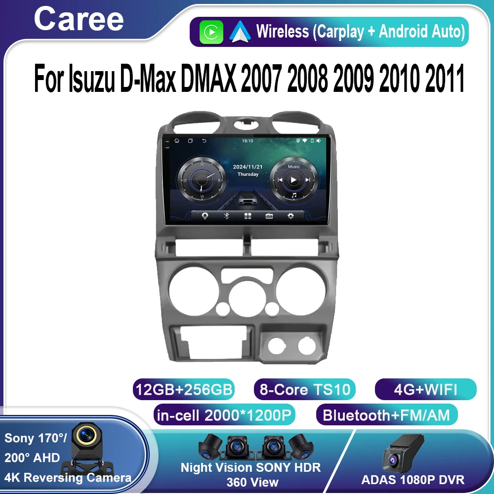 

Android 14 4G WIFI Android Auto Car Radio For Isuzu D-Max DMAX 2007 2008 2009 2010 2011 GPS Navigation QLED Player No 2din din