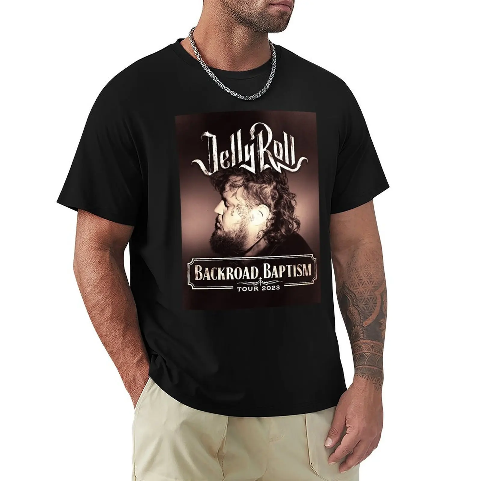 

Backroad Baptism Tour, Jelly Roll Tour, Jelly Roll T-Shirt plus sizes rapper graphic tees mens big and tall t shirts