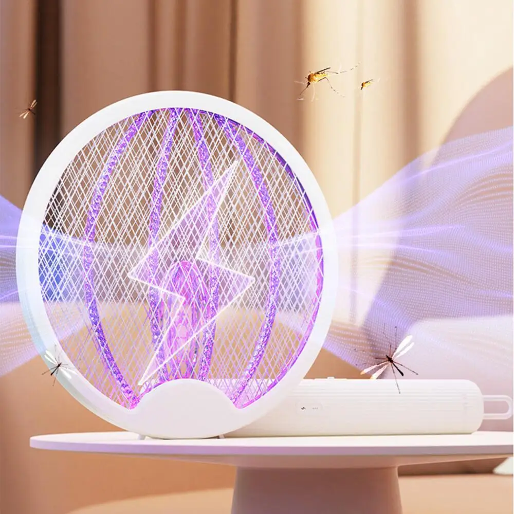 Upgraded 4 In 1 Electric Mosquito Killer Foldable Handheld Bug Zapper USB Rechargeable Fly Swatter With UV Light Trap Insect