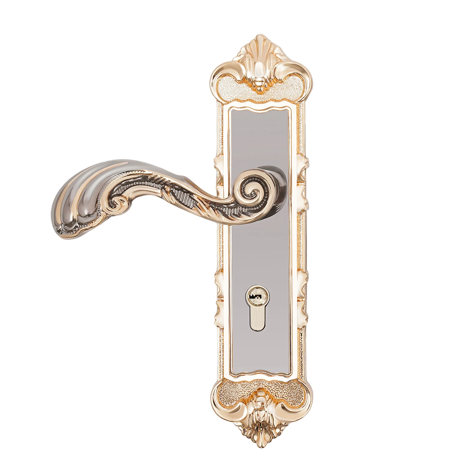 

Titanium Black Gold Handle Lock, Keyed Entry Door Handle with Anti-Pry Lock Tongue, for Wood/Steel Doors, Left/Right Hand