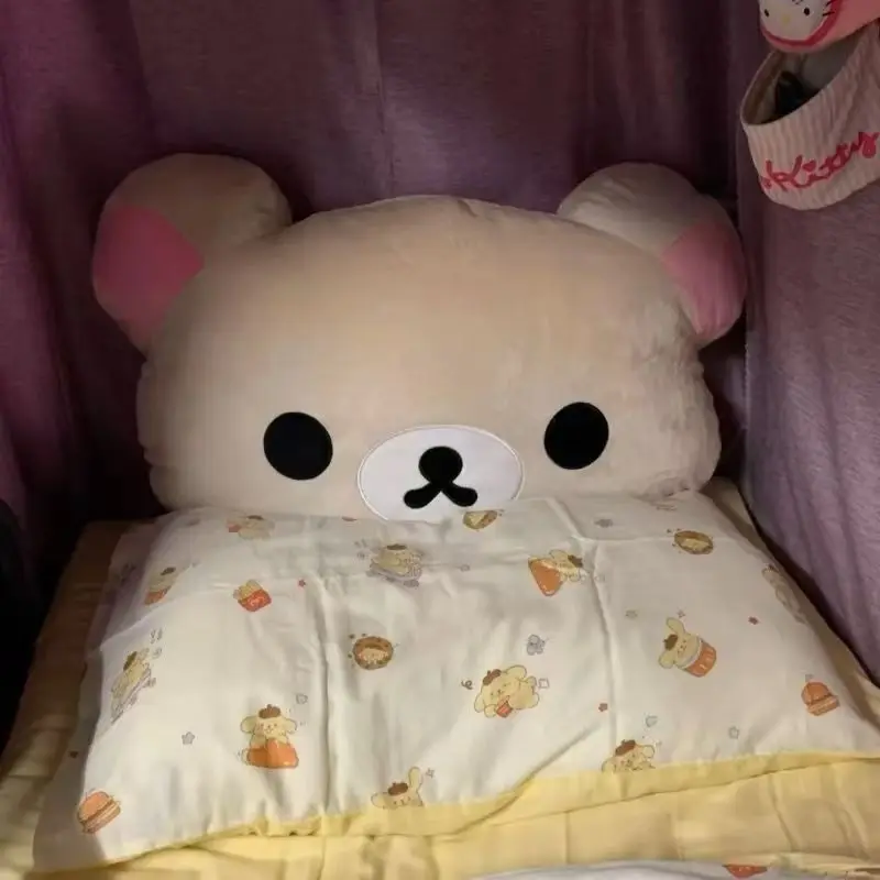 Rilakkuma Bären-Plüschkissen, doppelseitig, großes, weiches Bettseitenkissen, Nickerchenkissen, Schlafsaal-Stoffpuppe, Geschenke für Freundin – Detail 4