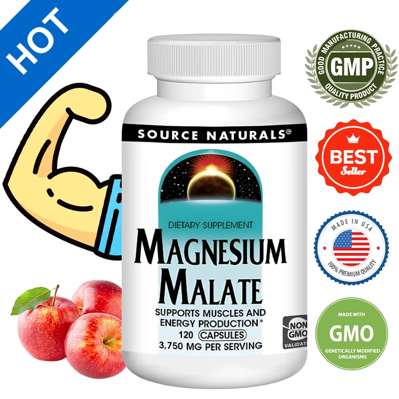 Magnesium Malate 3750 Mg Supplement Supports Muscle Function, Health and Energy Production