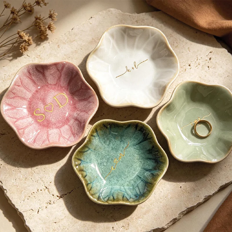 Personalized Ceramic Ring Dish with Custom Initials