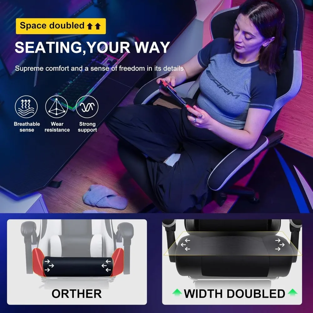 Linkage Armrests and Footrest, High Back Ergonomic Computer Chair with Lumbar Support Task Chair with Footrest