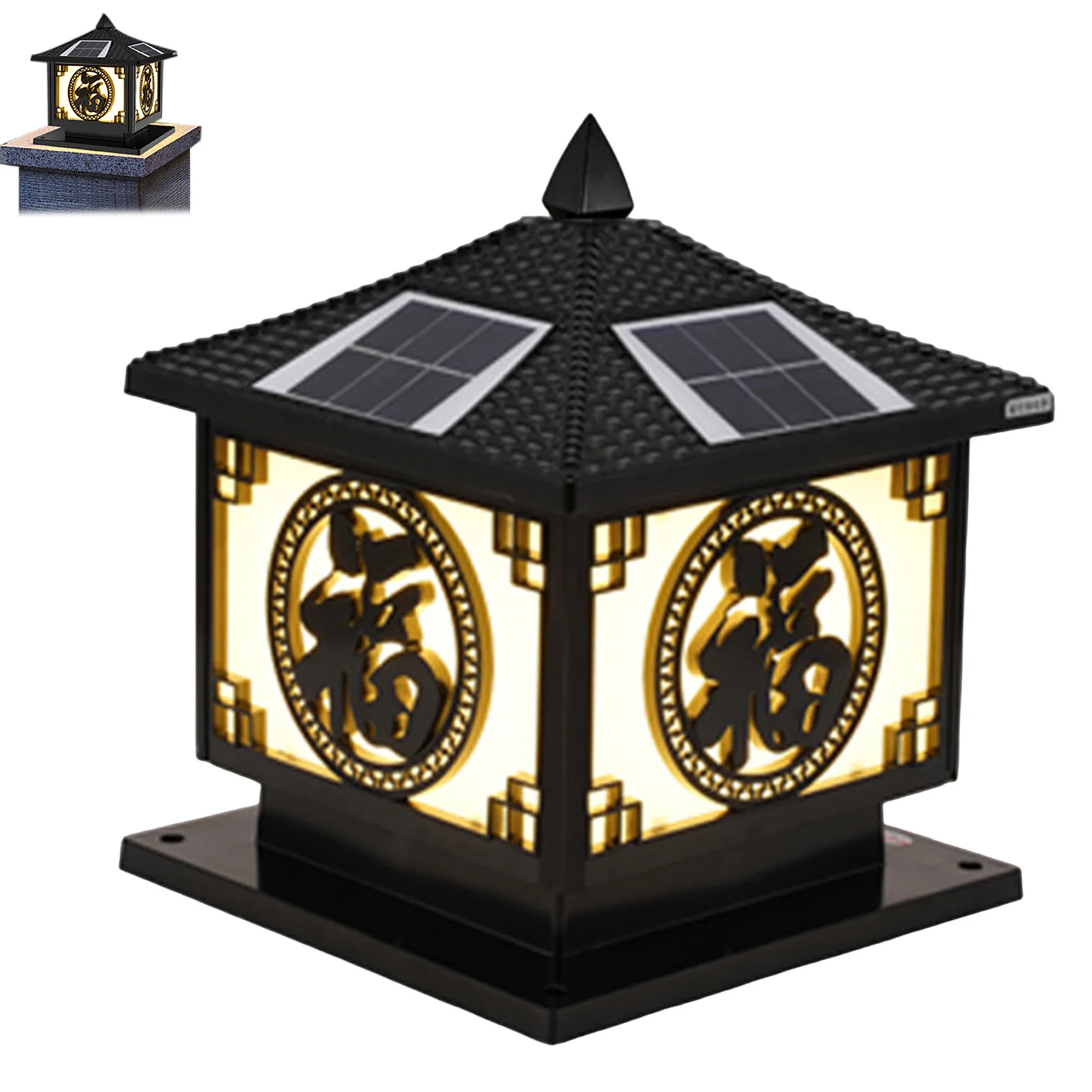 Elegant Solar Pillar Lights Waterproof ABS Charging Lamp for Garden Yard Outdoor Fence Decorative Lighting Durable Retro