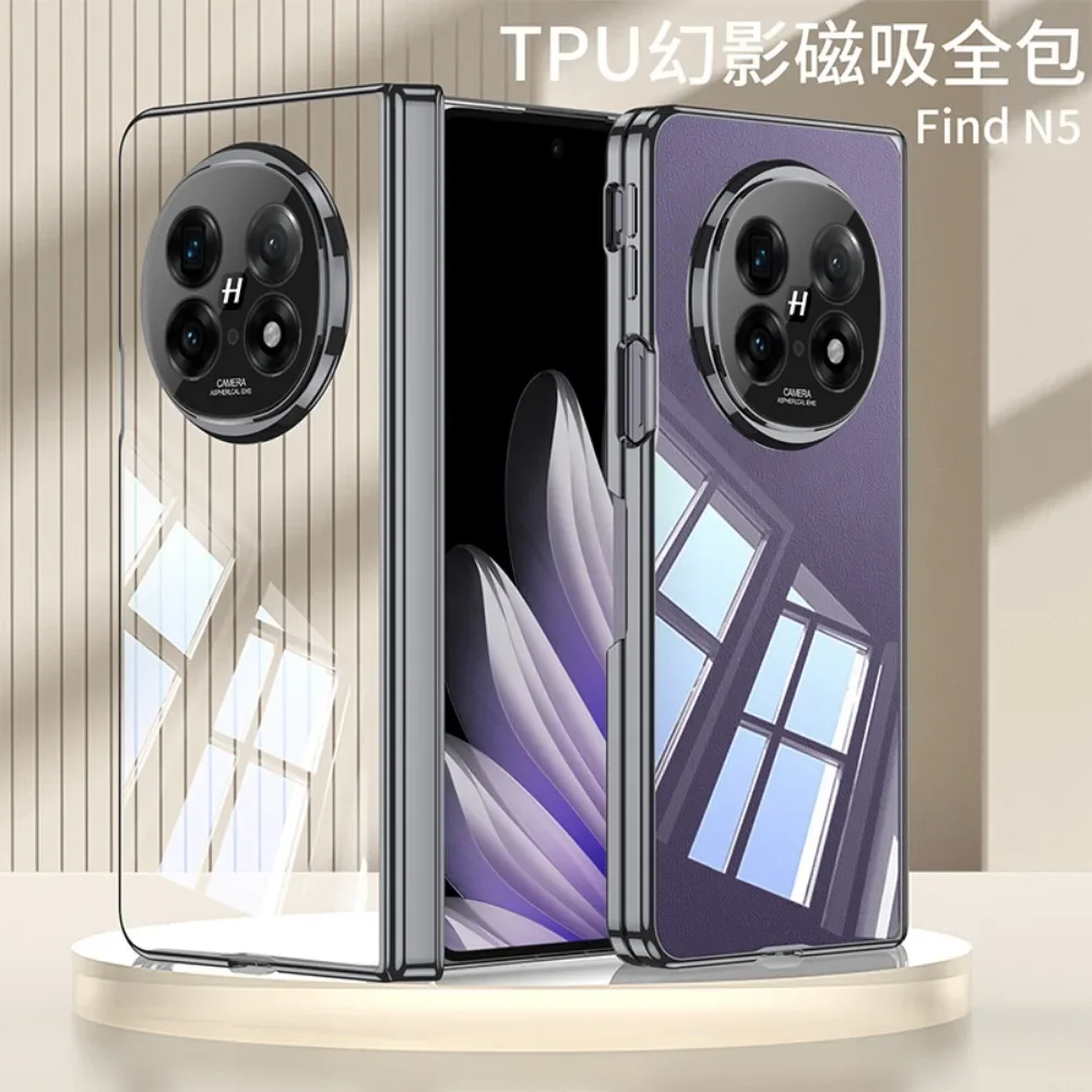 

Luxury For OPPO Find N5 Case Transparent TPU Soft Silicone Magnetic Folding Hinge Shockproof Protection Clear Back Cover No Film
