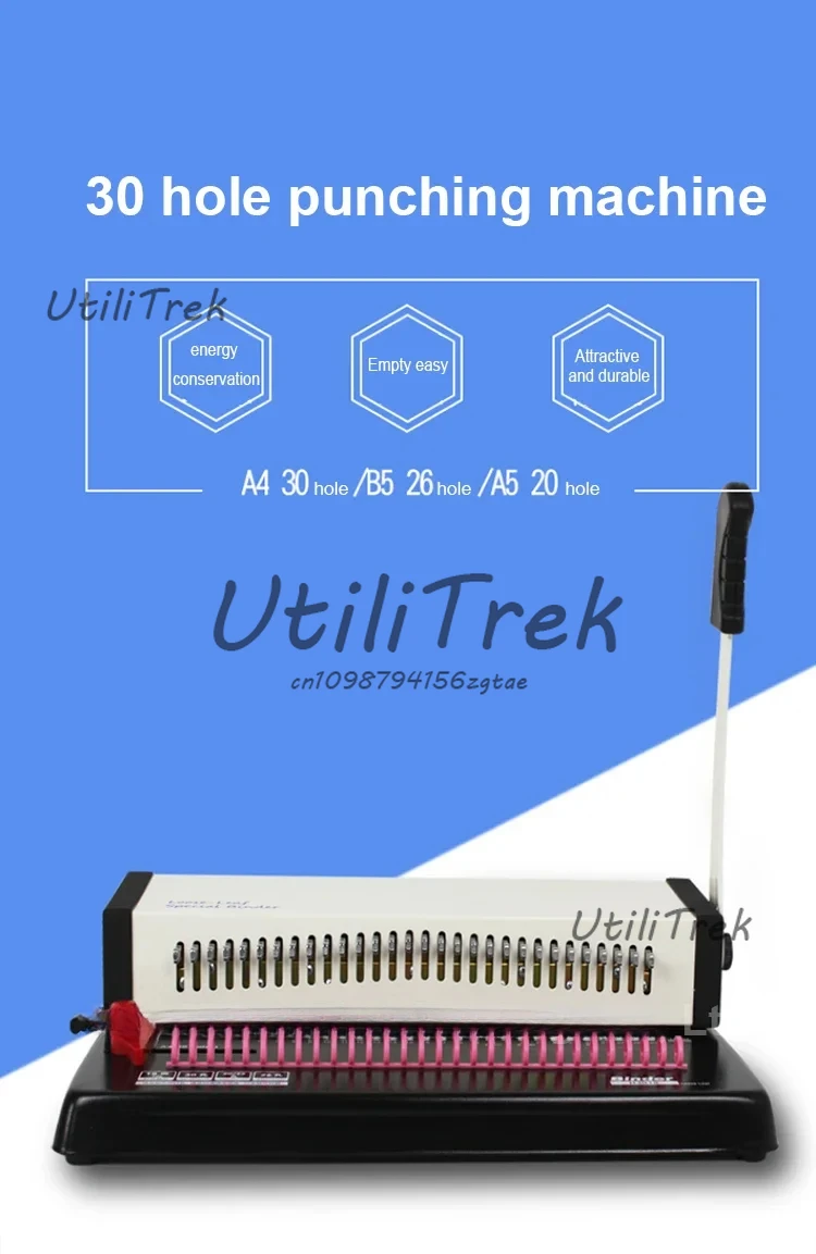 

Ring Binding Punch Card Machine A4 30hole Manual Punching Machine 18 sheets Punching capacity H3018 Wire Binding Machine