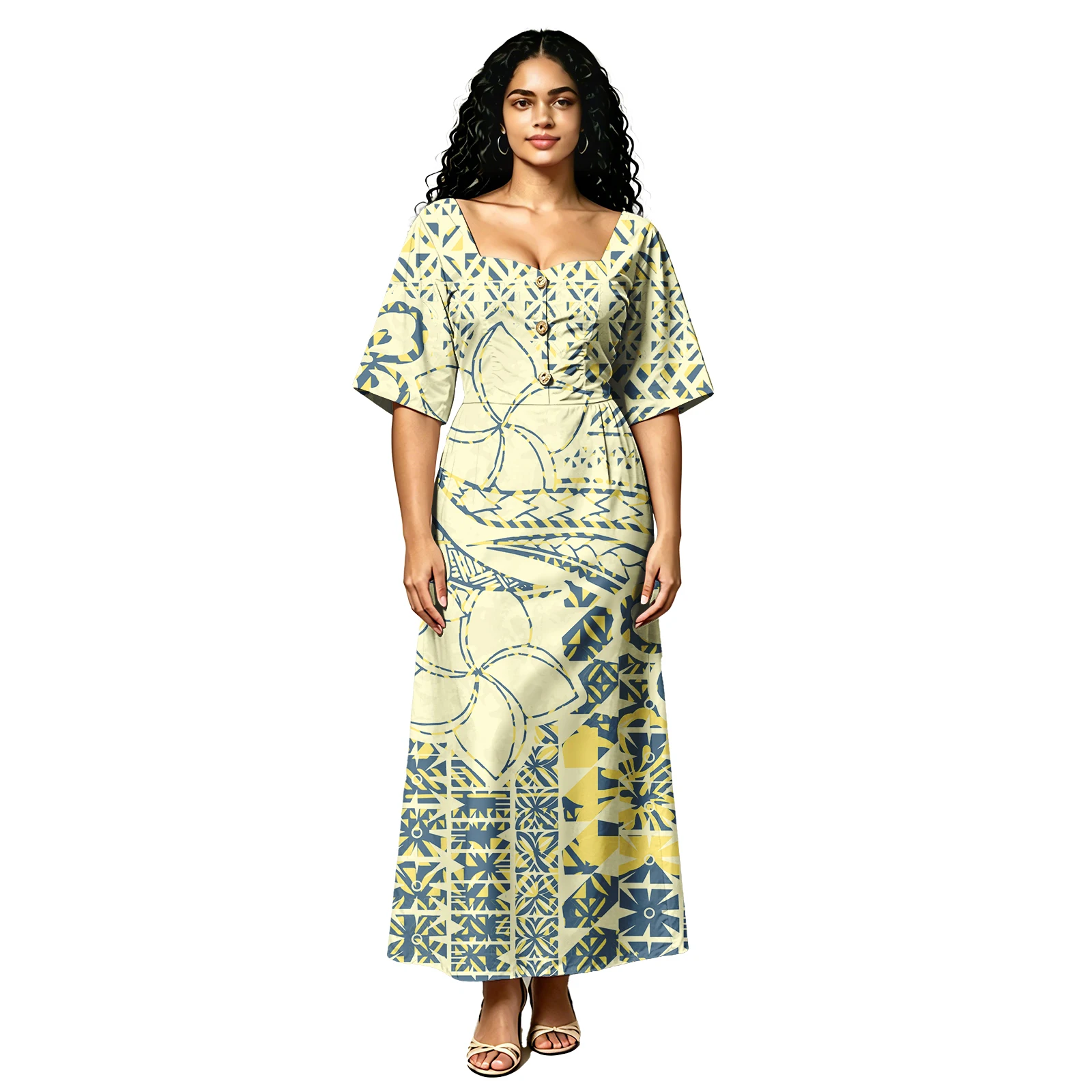 Brand New Clothes Samoan Polynesia Tribal Party Prom Plus Size Ladies Dress Sweetheart Neckline Casual Women Wear Hawaiian Dress