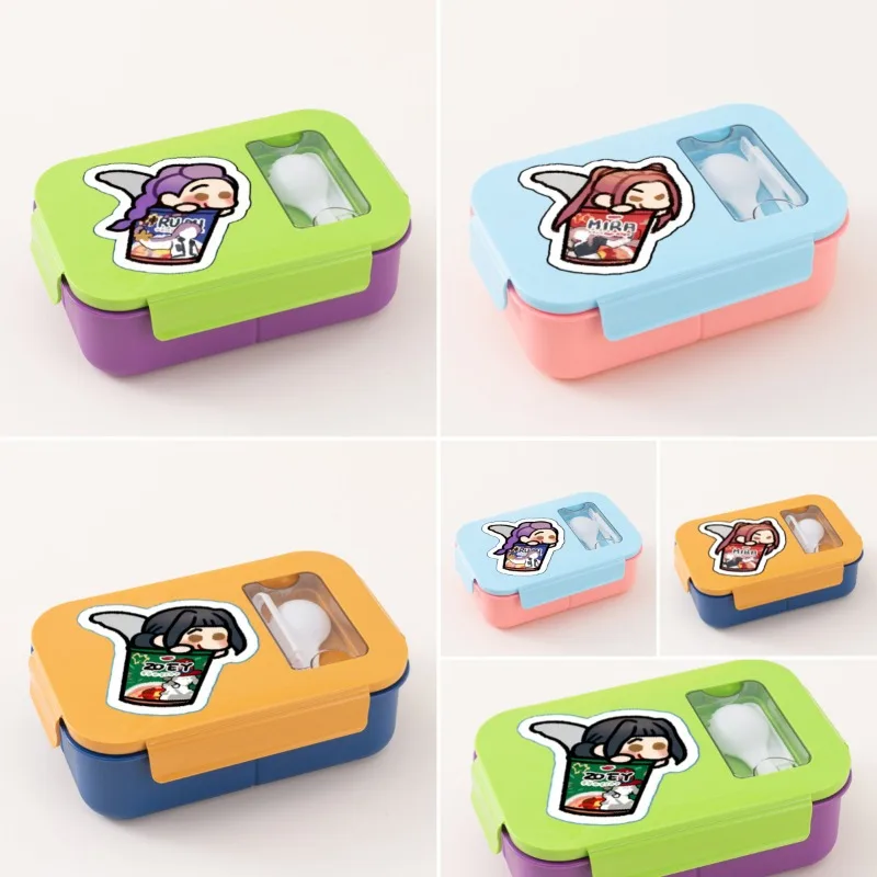 Kpop デーモンハンター ランチボックス アニメ プラスチックランチボックス スプーン付き 学生弁当箱 仕切り付き オフィス 学校食器用