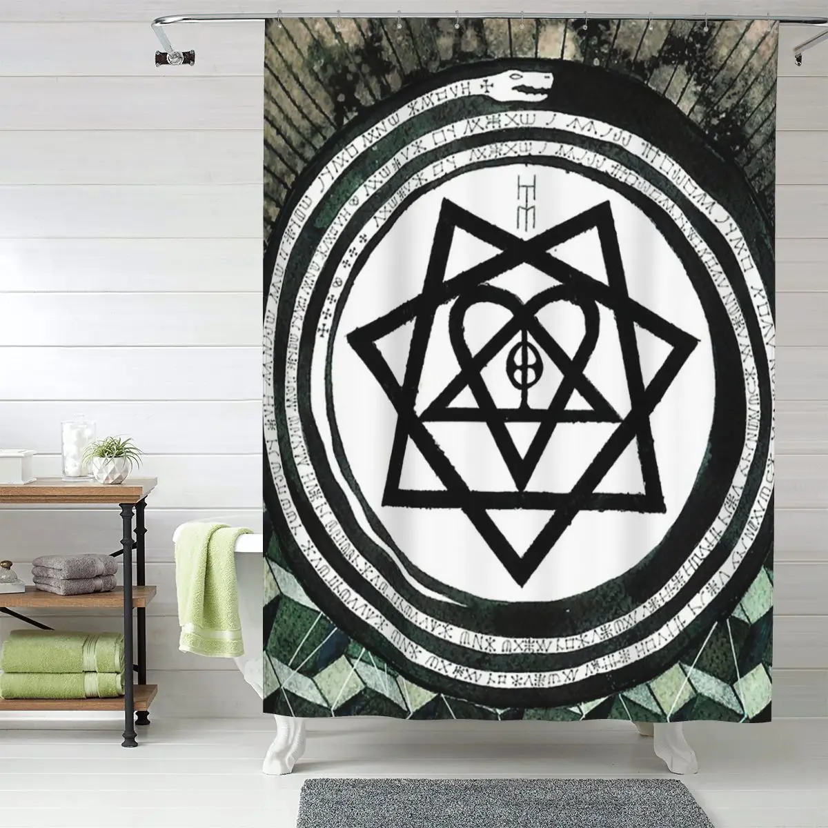 

Занавеска для душа Him Band Album Heartagram Ville Valo, стильная, из полиэстера, водонепроницаемая, для ванной комнаты, с крючками