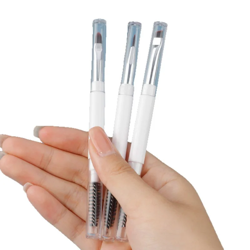 Dwustronny pędzel do makijażu, wielostylowy pędzel do korektora z miękkim włosiem, pędzel do brwi, silikonowy pędzel do ust z nakładką, pędzel do eyelinera z portem.