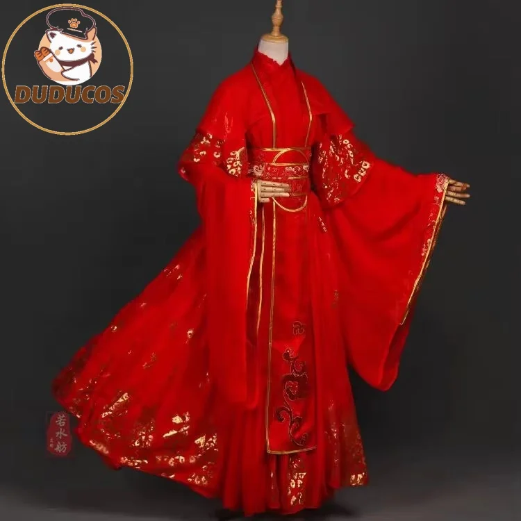 Anime Tian Guan Ci Fu Xie Lian Cosplay Costume Chinese Ancient Hanfu Red Wedding Dress Halloween Costumes Wigs for Women Girls