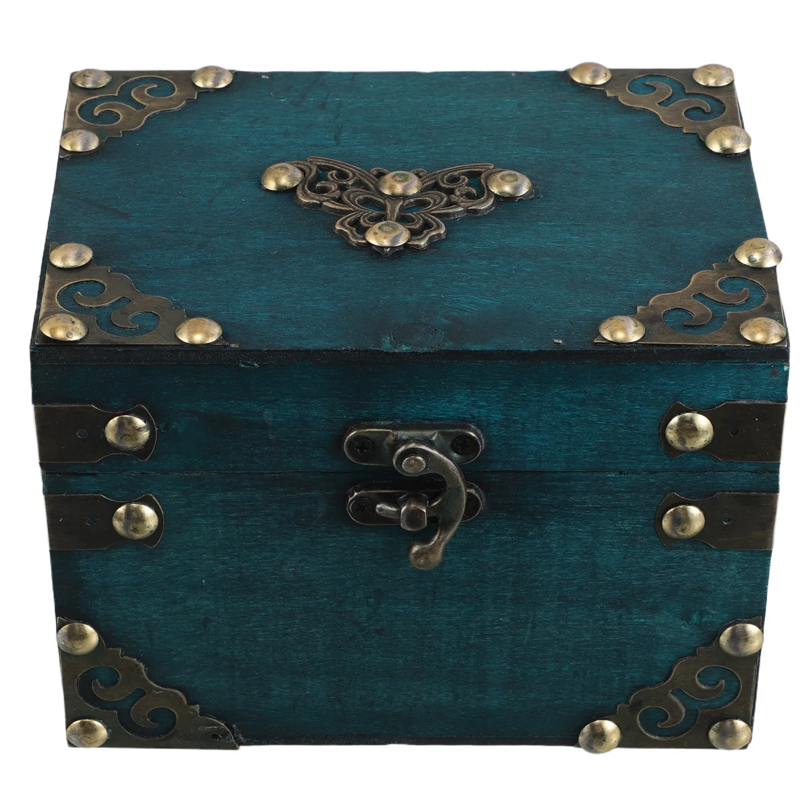 Wooden Jewelry Box Vintage Style Treasure Chest Clasp Lock Decorative Keepsake Organizer Storage Box Retro Trinket