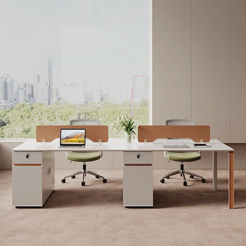 Staff Office Desk and Chair Combination Simple Modern Staff Card Seat Four or Six Desks Screen Workstation Computer Desk