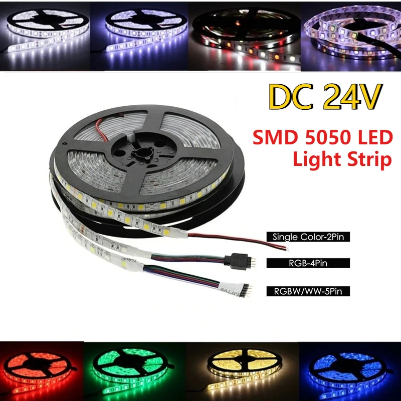DC24V SMD 5050 RGBW RGBWW Striscia luminosa a LED IP20/IP65 Impermeabile 5m Striscia LED TV Retroilluminazione Lampada Striscia per la decorazione della stanza Illuminazione