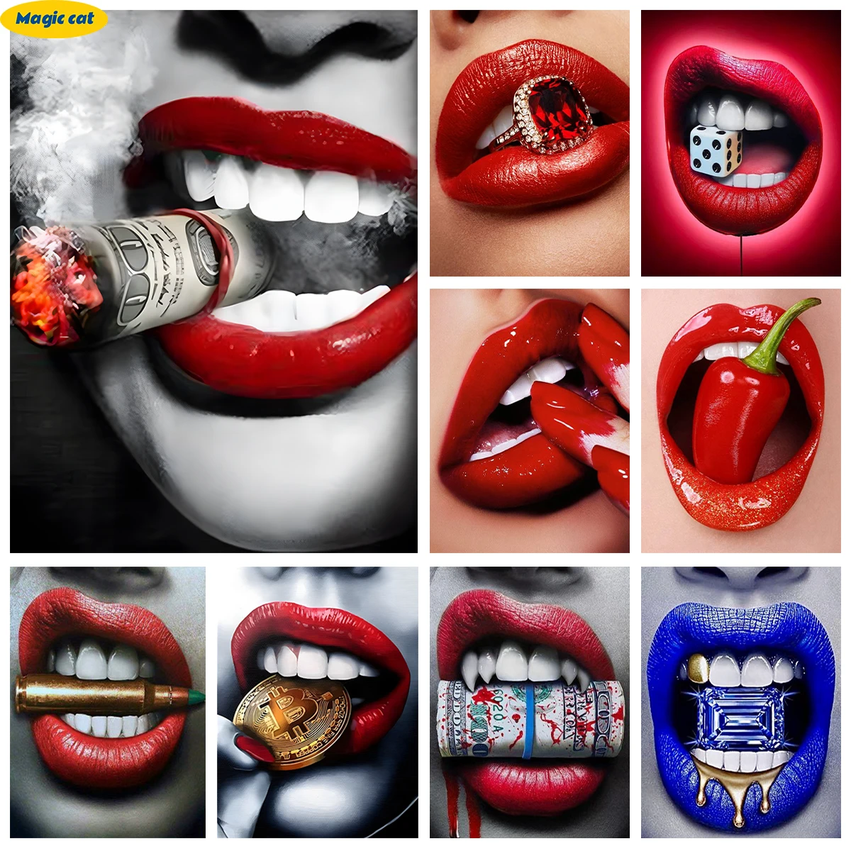 

Sexy Red Lips Diy Diamond Art Painting Female Lips Living Room Diamond Embroidery Cross Stitch Wall Stickers Home Decor Hand